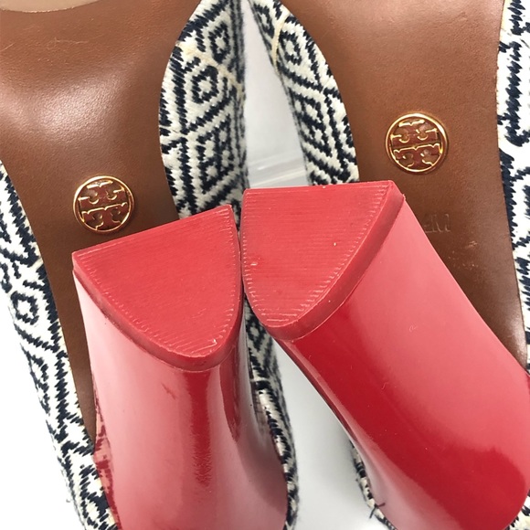 TORY BURCH Dara Woven Pump Heels Shoes - Red Black Women’s Sz 7.5 RARE EUC - Picture 9 of 9